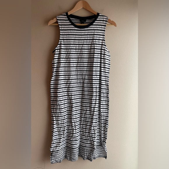 Mossino Dresses & Skirts - New Mossino Women Sleeveless Linen Dress Black White Stripe Size Medium